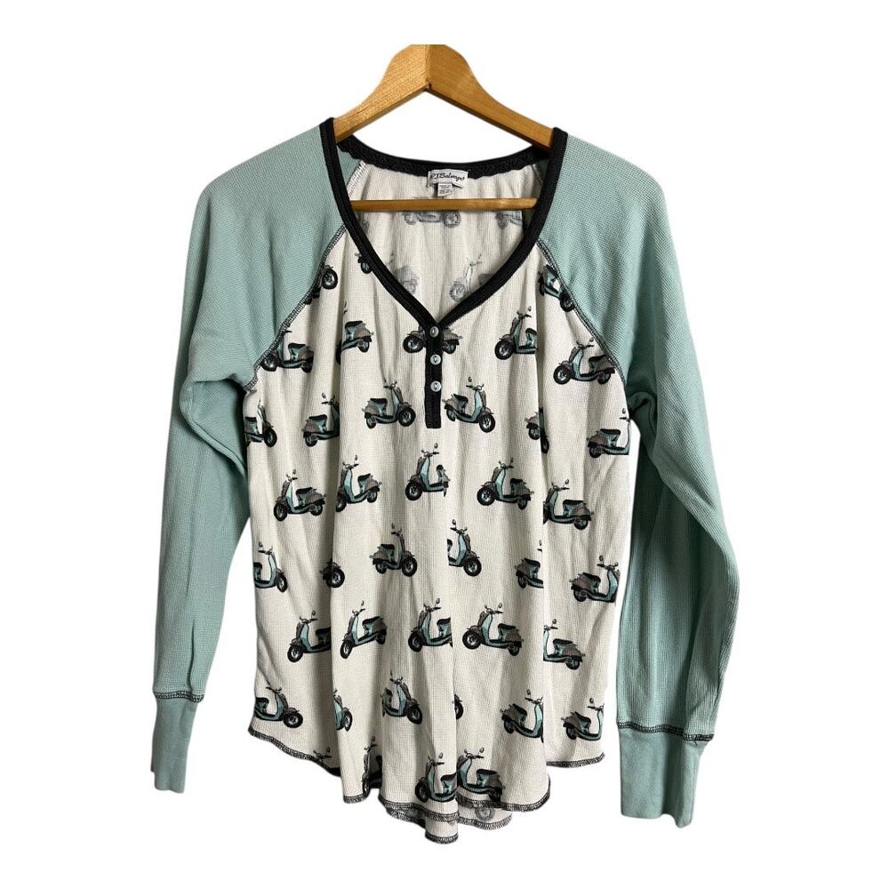 P.J. Salvage Mint and Cream Scooter Pajama Top